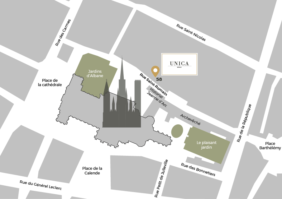 Unica Rouen : plan d'accès au 58 rue Saint Romain